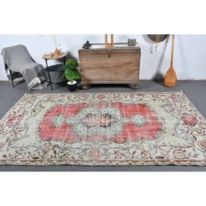 Tapis turc vintage rouge vert 5,2x9,1 pieds - Product Image 1