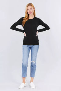 เสื้อยืดแขนยาวลำลองผู้หญิง ผ้าฝ้ายยืด ระบายอากาศ แห้งเร็ว เป็นมิตรกับสิ่งแวดล้อม ผ้าฟลีซเนื้อนุ่ม ทรงเข้ารูป รับผลิตแบบ OEM - Product Image 4