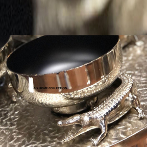 Cuenco Dorado con Diseño de Flor y Hojas, Base de Metal para Decoración de Mesa en Hogares, Hoteles y Restaurantes, Almacenamiento de Frutas - Product Image 6