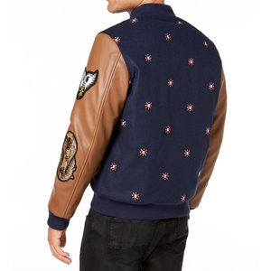 2025 hiver Vintage Streetwear Style hommes 100% laine université Letterman veste corps en cuir manches en gros étudiants - Product Image 2