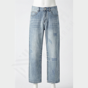 Vente flash : Pantalon en jean décontracté pour homme, printemps-été, design personnalisé, coton léger, imperméable, respirant, mi-élastique, uni - Product Image 1