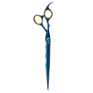 Tijeras de aseo para mascotas de color azul titanio, cuchillas rectas afiladas, tijeras de pulido de espejo para diestros - Product Image 5