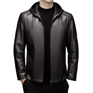 Blouson de moto en cuir et toile pour homme, avec revêtement frontal, col montant, confortable, le plus vendu, service OEM, vente directe d'usine, personnalisable - Product Image 1