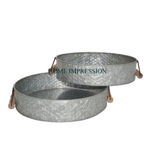 Bandeja de comida rústica galvanizada Resorts y hoteles de forma ovalada más vendidos Bandeja segura para alimentos de gran tamaño con bandeja de catering de excelente calidad - Product Image 5