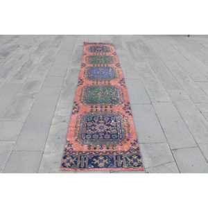 2.2x11 ft Vintage Turkish Rug, <b>Runner</b> Rug, <b>Red</b> Wool Rug - Product Image 1