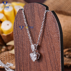 1.41 TDW Heart&Pear Cutเพชรจี้ทองคําขาวโดยLabstone/ShimmerและShineด้วยเพชร/EF-VSสี - Product Image 2