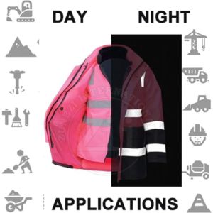 Veste de sécurité d'hiver haute visibilité réfléchissante, classe 2, multi-poches, pour travaux de construction, bicolore, avec flash LED, 5XL - Product Image 6