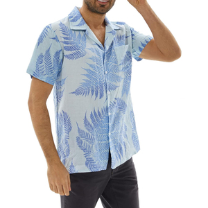 Chemise hawaïenne pour hommes personnalisée avec col boutonné manches courtes impression complète été extensible dans les 4 sens 100% coton Tropical hawaïen - Product Image 1