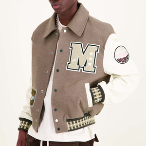 Veste universitaire d'hiver imperméable de qualité supérieure, design personnalisé, coupe slim, col montant, tissu en laine peignée, option de logo sur le devant, personnalisable - Product Image 2
