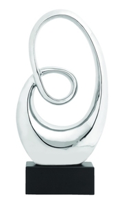 Sculpture décorative en aluminium vintage avec finition argentée et socle en marbre Sculpture personnalisée pour la décoration intérieure - Product Image 2