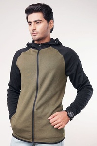 Sudadera con Capucha Negra con Cremallera para Hombre |   Sudadera con Capucha y Cremallera Completa en Bloques de Color |   Sudadera Urbana |   Venta al por Mayor OEM - Product Image 4