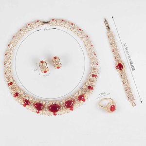 El más nuevo diseño 4PCs Conjuntos de joyas Lujo Nupcial Perla Colorido Zirconia Diamante Hermoso Collar Conjuntos de joyas de boda - Product Image 6