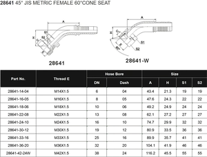 Raccords de connecteur de tuyau hydraulique 28641 avec coude <span class=keywords><strong>conique</strong></span> interne de 60 degrés 45 et <span class=keywords><strong>filetage</strong></span> interne dans le système métrique - Product Image 5