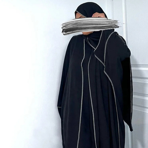 Trendy Women Kaftan Abaya Cotton Poly Blend Loose Fit Modest Floor Length Four-Way Stretch <b>Dress</b> Ramadan <b>Eid</b> Dubai Fashion - Product Image 1