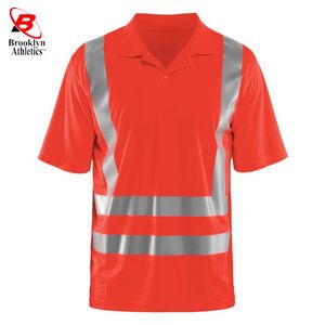 Polos à manches longues de construction à haute visibilité jaune orange avec bande réfléchissante en polyester - Product Image 3