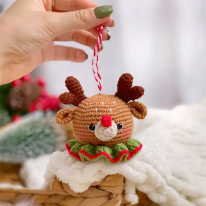 Crochet en coton fait main Père Noël bonhomme de neige renne jouets en peluche de Noël matériaux en peluche avec remplissage PP cadeau de Noël unique pour bébé - Product Image 3