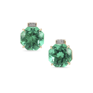 Boucles d'oreilles pendantes en quartz vert impérial avec zircon blanc, or 9 carats, 9,22 carats, style crochet vintage - Product Image 3