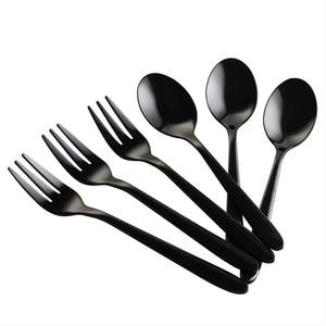 Cuchara de postre de acero espejado, juego de 5 piezas exigentes personalizadas, postre, cuchara negra mate de alta calidad, los mejores precios - Product Image 2