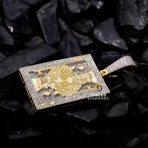 S925 Sterling Silver King Card Poker Pendentif Design Hip Hop accrocheur Glacé Brillant Cut Lab Grown Diamonds VVS Clarity Gift - Product Image 2