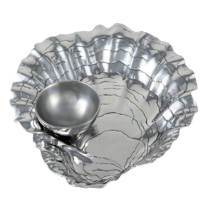 Bol à croustilles et trempettes en acier inoxydable poli miroir de grande vente croustilles de service et autres collations avec plateau à trempettes à bas prix - Product Image 4