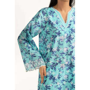 IUSTKSD-2034 Ensemble décontracté imprimé en tissu lawn avec broderie Schiffli, respirant, longueur genou, taille XS, tendance, pour le quotidien ou les soirées, service OEM/ODM - Product Image 4