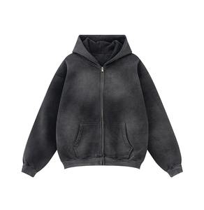 Sweat à capuche personnalisé de luxe brodé, style streetwear, vintage, oversize, délavé à l'acide, effet soleil, usé, 100% coton - Product Image 4