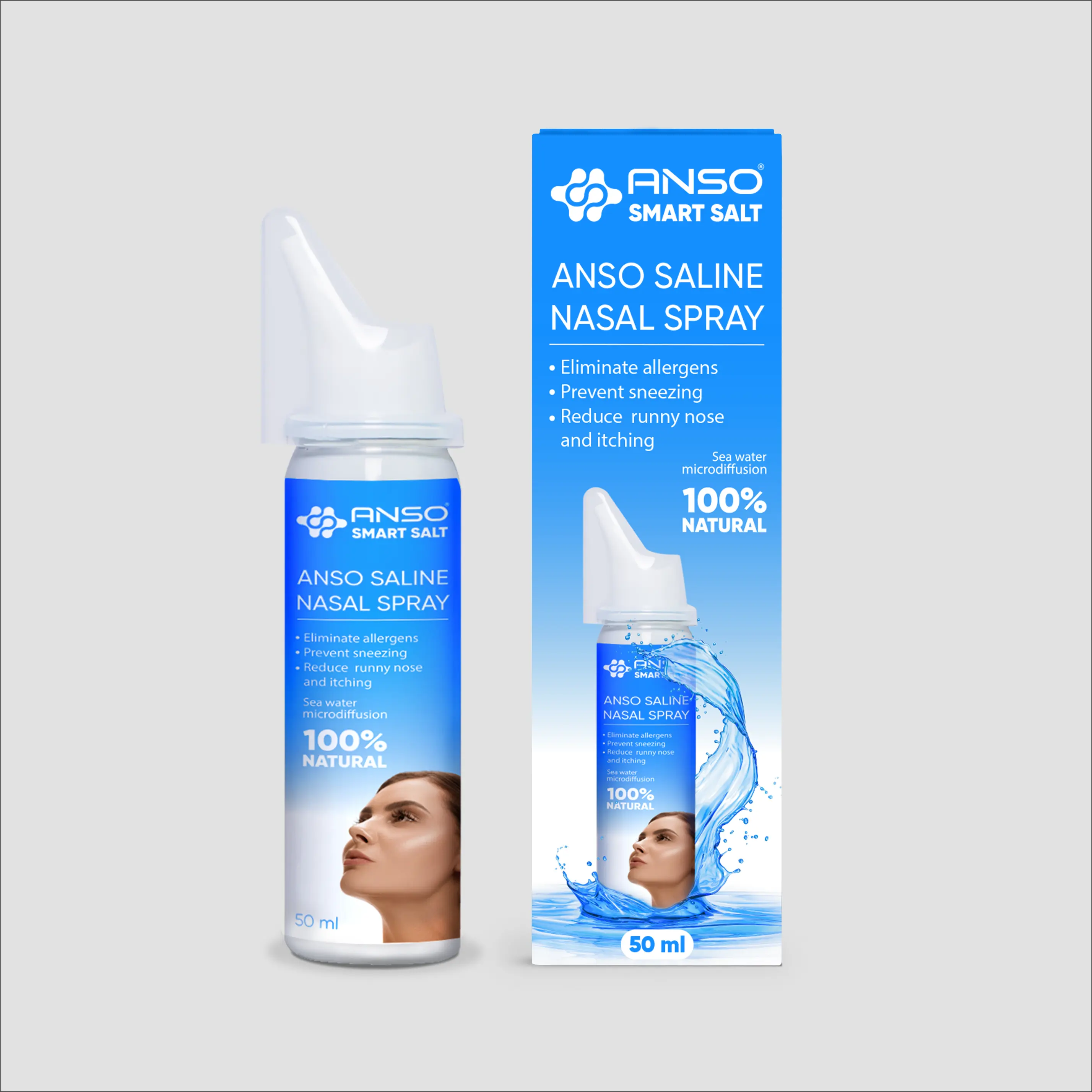 Best seller 2023 ANSO Nasal Spray 50ml , Comfortable Nasal Rinse , Nasal Congestion, Cold, Allergy, Nasal Irrigation