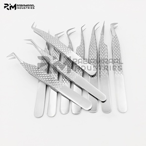 RMI Top qualité en acier inoxydable extension de cils pince à épiler argent tibia ensemble personnalisé 10 points différents - Product Image 5