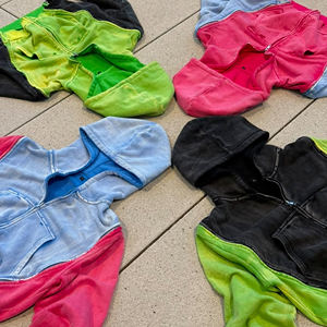 MOVATEXTILES Vente en gros de qualité supérieure 450GSM Heavyweight Men's Distressed Embroidery Basics Hoodies 100% Cotton Zip Up Hoodie - Product Image 2