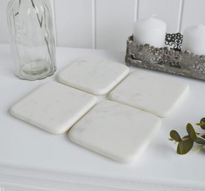 LATEST Natural Marble SQUARE Coaster With Accent Elegant LOOK PERFECT NEW Coaster for Home Decor and <b>Table</b> <b>Protection</b> - Product Image 1