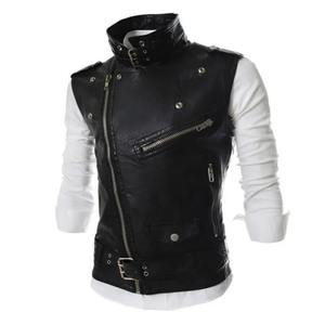 Winter Solid High Street Style Men's Slim Fit Genuine Leather <b>Vest</b> with V-neck and Duo Pull Chain - Product Image 4