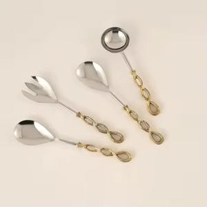 Cubiertos de Metal Chapados en Oro para Vajilla, Servidor de Ensalada, Mesa de Comedor para Bodas - Product Image 3