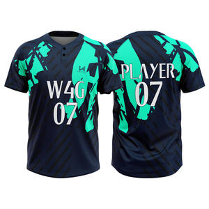 Maillot de baseball personnalisé pour homme, 2 boutons, col en V, polyester/coton, évacuation de l'humidité, respirant, séchage rapide, antibactérien, grande taille - Product Image 3