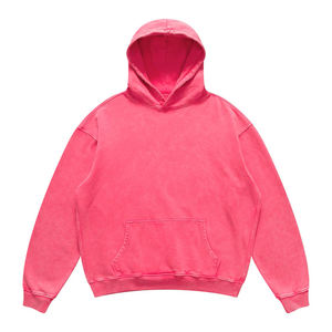Streetwear personnalisé délavé à l'acide rose 100% coton respirant poids lourd français éponge à capuche soleil délavé surdimensionné pull blanc hommes - Product Image 1