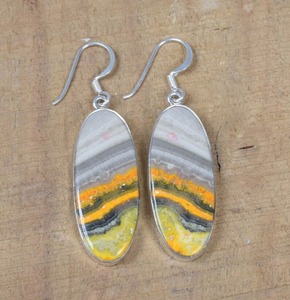 Bumble Bee Jasper Gemstone Best Design for Women 925 Solid <b>Sterling</b> <b>Silver</b> <b>Dangle</b> <b>Earrings</b> Part of Fine Jewelry Collection - Product Image 2