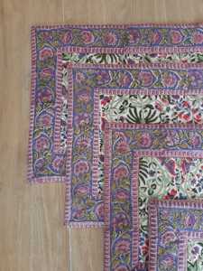 Cotton Quilted Hand <b>Block</b> <b>Printed</b> Table Mats for Dinning, Floral <b>Block</b> <b>Printed</b> Cotton Quilted Table Placemat for Dinning Table - Product Image 3