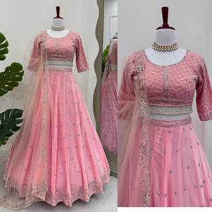 Estilo indio Bollywood Lehenga Choli bordado Dupatta ropa de fiesta de boda lista para mujeres diseño paquistaní para el verano - Product Image 1