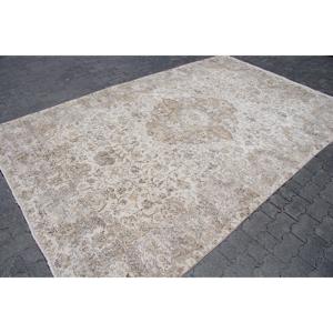 Tapis vintage 6,7x10,6 pieds, tapis turc surdimensionné, tapis persan en laine blanc et marron - Product Image 3