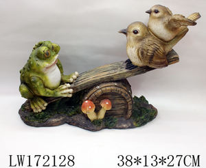 Figurines de grenouille et d'oiseaux de jardin en gros, jouant sur une bascule avec lumière solaire, décoration de pelouse pour l'extérieur, cadeau pour la cour - Product Image 4