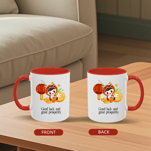 Effiprint Tùy Chỉnh 11Oz Thăng Hoa Gốm Cốc Cà Phê Với Màu Đỏ Bên Trong Và Xử Lý Cá Nhân Với Hình Ảnh Tên Văn Bản - Product Image 6