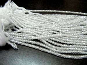 Zirconia cúbica blanca natural CZ Rondelle facetado cuentas de piedra de 3mm hebra de 13 pulgadas de largo - Product Image 2