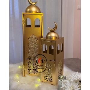 Lanterne de sol élégante au fini gris Design unique pour le Ramadan Eid Hajj Festival Vaisselle décorative pour la décoration de table - Product Image 4