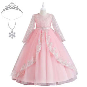 Robe de bal pour enfant avec manches longues, élégante et décorée de dentelle - Product Image 5