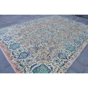 Tapis de 9,6 x 13,5 pieds, tapis turc vintage, tapis en laine bleue - Product Image 3