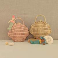 Sac en rotin tissé à la main en forme de coquillage, sac à main en osier pour la plage ou l'été, fabriqué au Vietnam