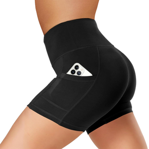 กางเกงขาสั้นสีดำสำหรับผู้หญิงกางเกงจ็อกเกอร์วิ่งเล่นโยคะโพลีเอสเตอร์ - Product Image 1