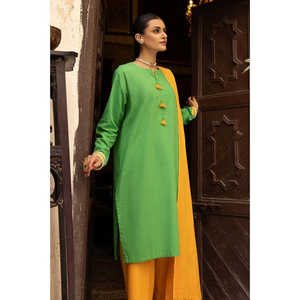 Conjunto Casual de Camisa y Pantalón Teñidos con Hilo WGK-YDS-DE-3316 para Primavera/Verano, Diseño sin Cuello - Product Image 3