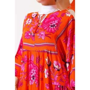 Vestido estampado cuello borla naranja - Product Image 4