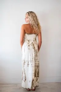 100% rayón atractivo estilo bohemio sin mangas Maxi vestido para mujer Sexy hombro sólido patrón vacaciones señoras vestido Casual - Product Image 2