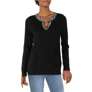 Maglione da Donna INC International Concepts con Decorazioni e Scollo a Goccia, Nero, Taglia Grande per la Stagione Autunnale - Product Image 1